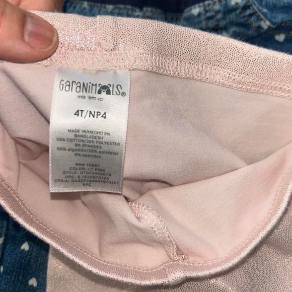 Cat & Jack Blue Heart Jeans and Shimmering Pink Leggings - Picture 4 of 4